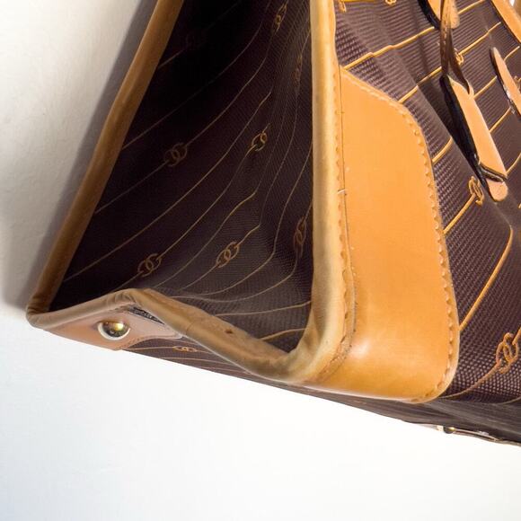 Gucci Vintage Bag Overnight RARE Logo Brown Work 60s 70s Handbag Tan Dustbag - Picture 6 of 16